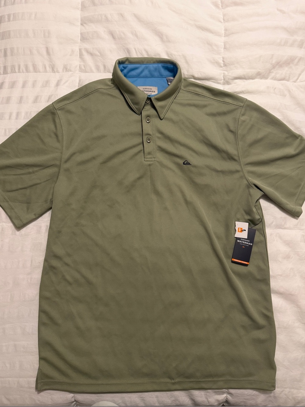 Quiksilver Men’s Olive Green Polo with Contrast Blue Collar Lining